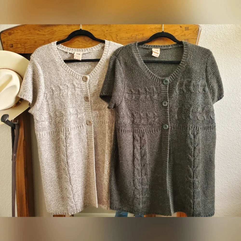 Two, Faded Glory, 3 Button, short sleeve, cover up sweaters. Size XL. 14.00 each - Picture 1 of 4